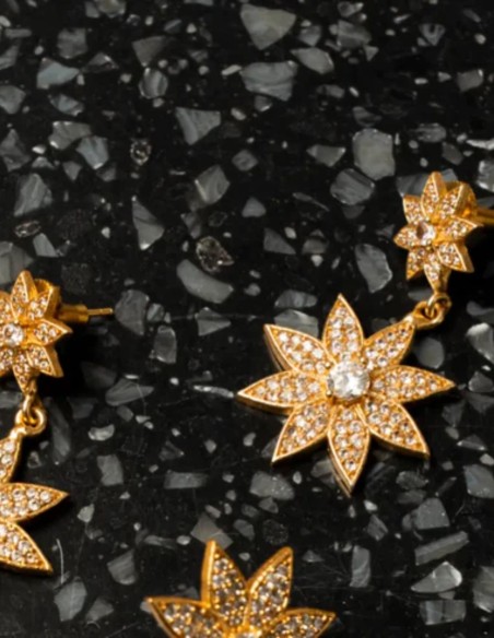 Pendientes con doble estrella con circonitas