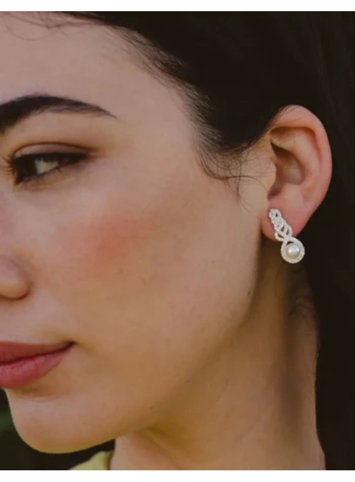 Silver earrings with intertwined zirconia and...