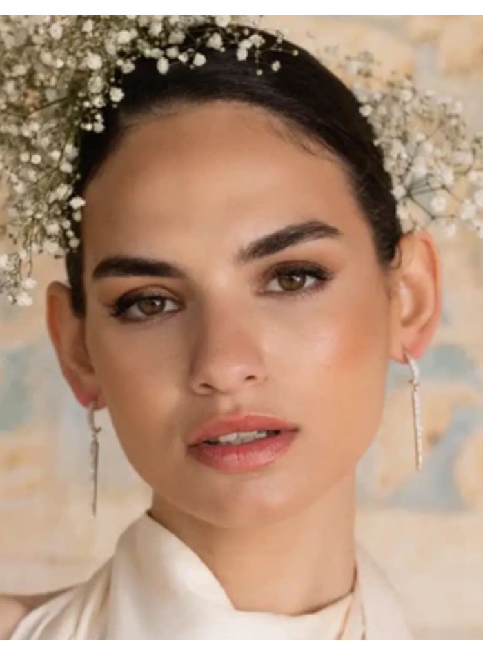 Boucles d'oreilles en argent avec pierre de...