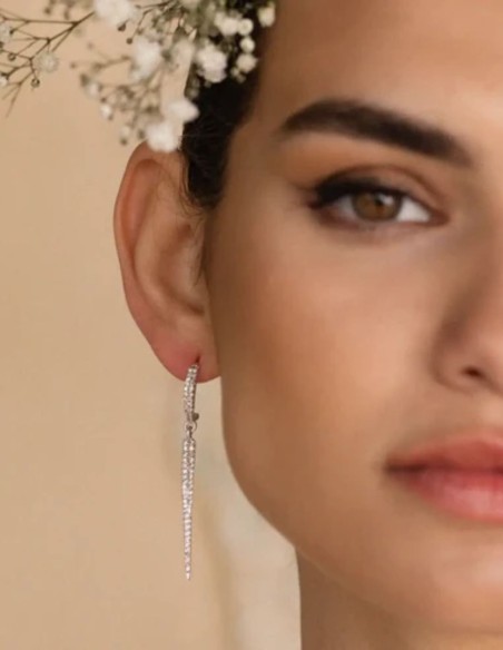 Sterling silver earrings with moonstone and zirconias