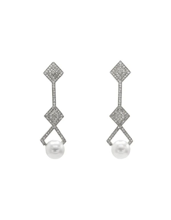 Sterling silver earrings in geometric shapes with...