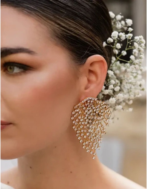 Boucles d'oreilles avec structure ramifiée avec zircons 2