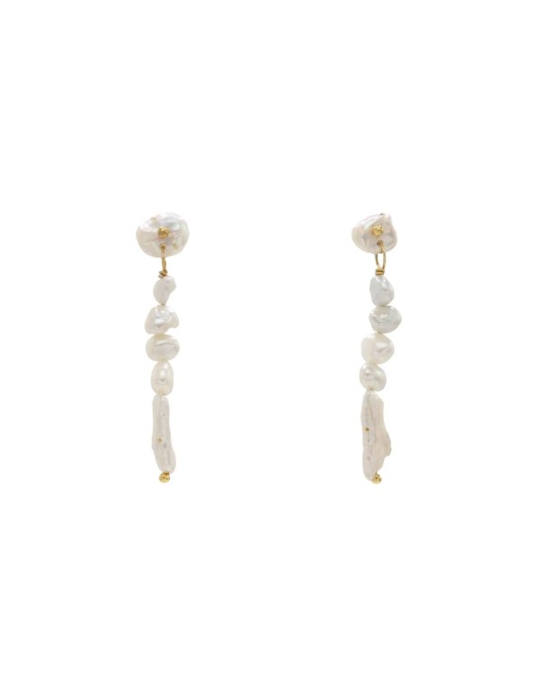 Pendientes largos con perlas irregulares