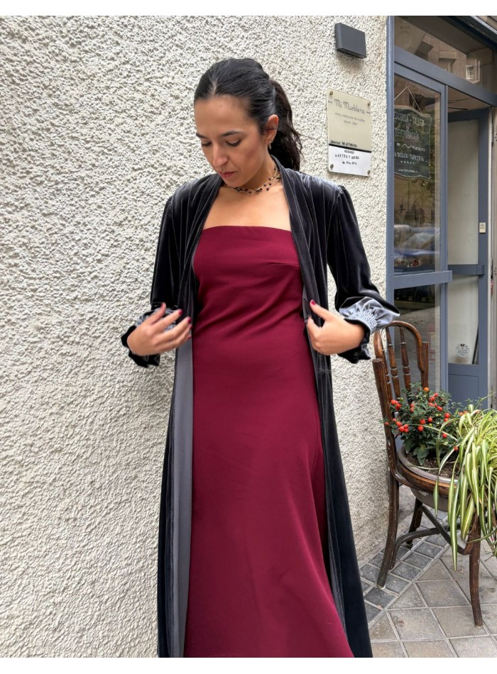 Grey velvet kimono