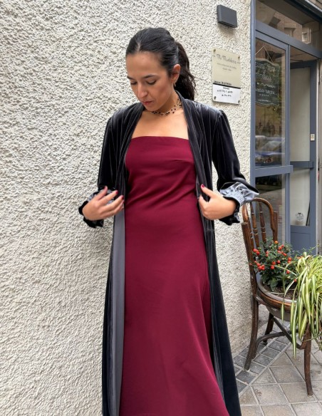 Grey velvet kimono
