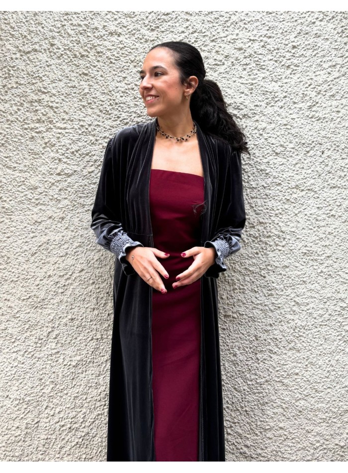 Kimono en velours gris