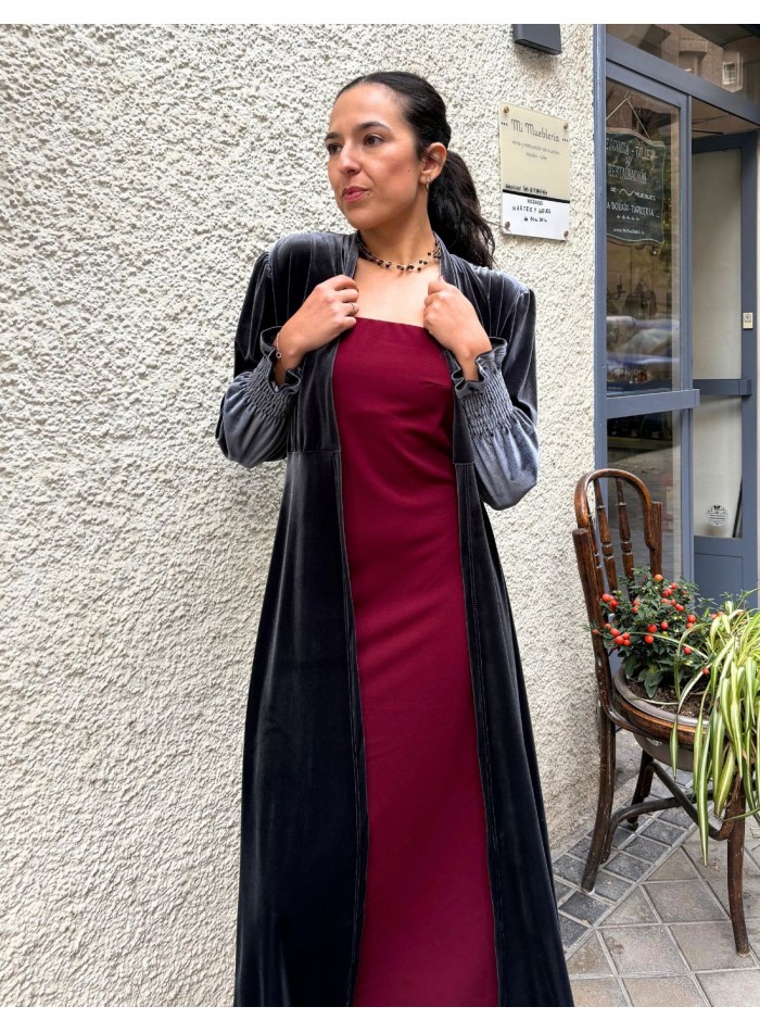 Grey velvet kimono