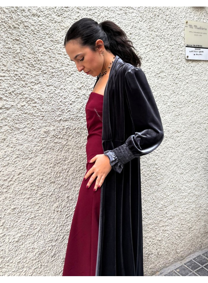 Kimono en velours gris