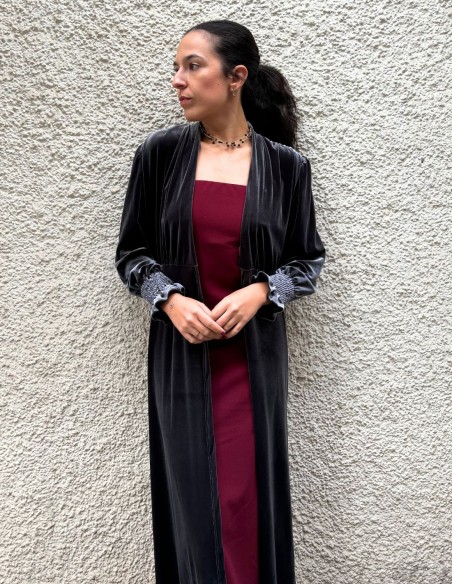 Grey velvet kimono