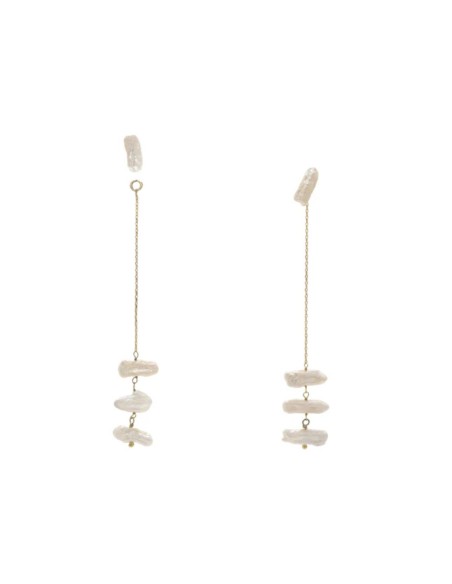 Long earrings with chain and irregular pearls