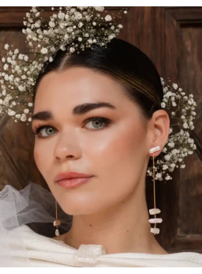 Longues boucles d'oreilles avec chaîne et...