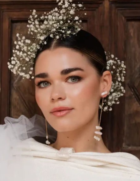 Pendientes largos con cadena y perlas irregulares Pendientes largos con cadena y perlas irregulares