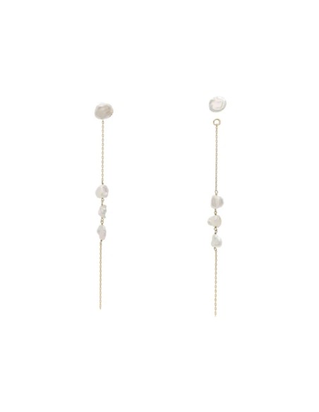 Earrings with detachable design and irregular pearls