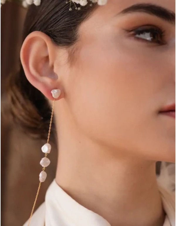 Pendientes con diseño desmontable y perlas irregulares 2