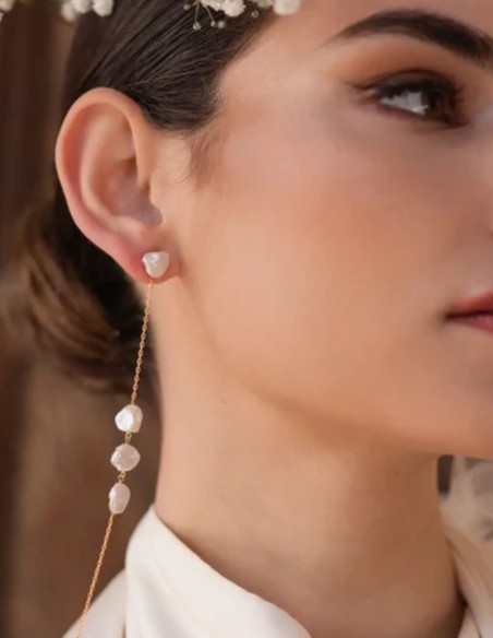 Boucles d'oreilles avec design amovible et perles irrégulières