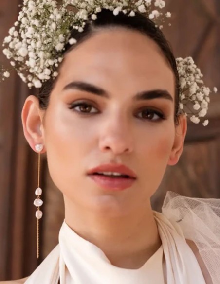 Boucles d'oreilles avec design amovible et perles irrégulières