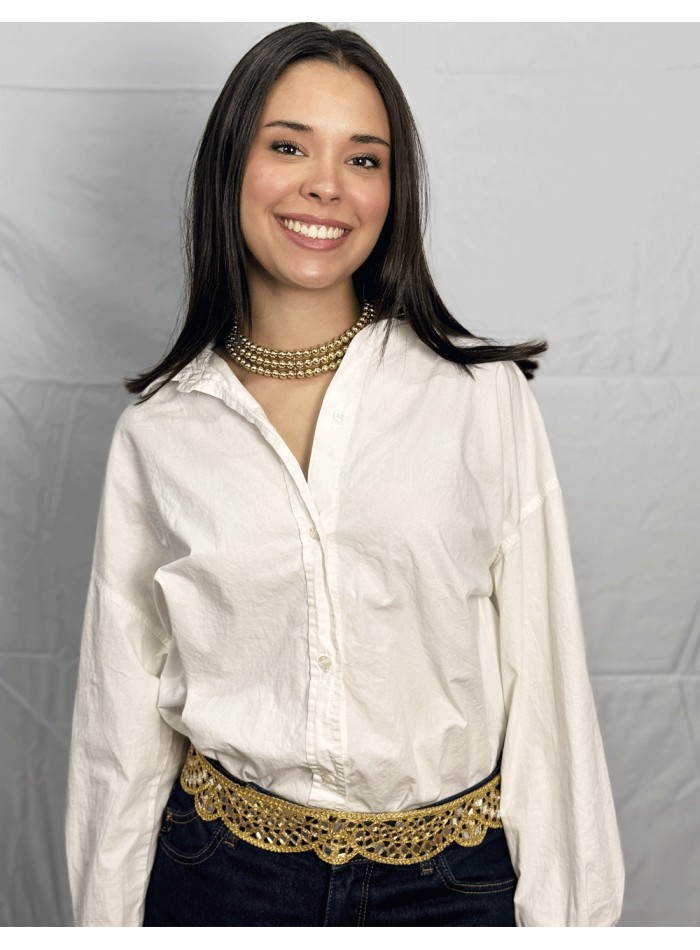 Gold Choker with 3 rows of beads