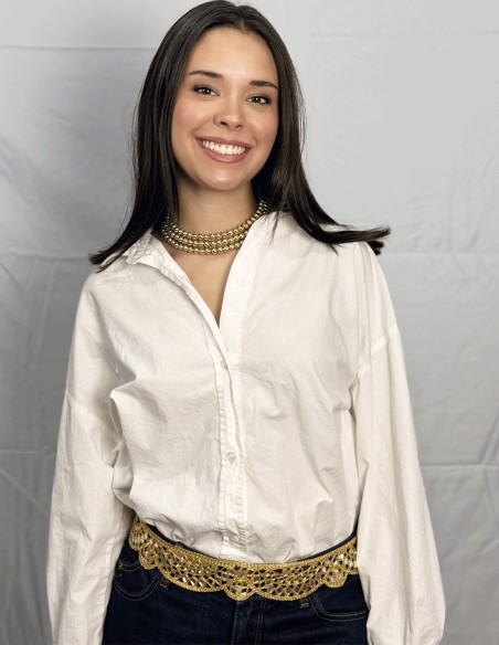 Gold Choker with 3 rows of beads