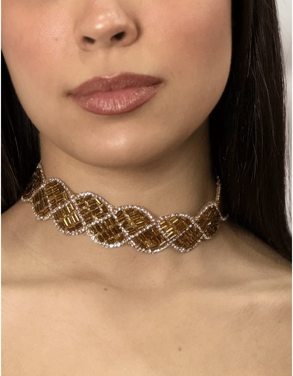 Choker de Pedrería Marrón Hecho a Mano 2
