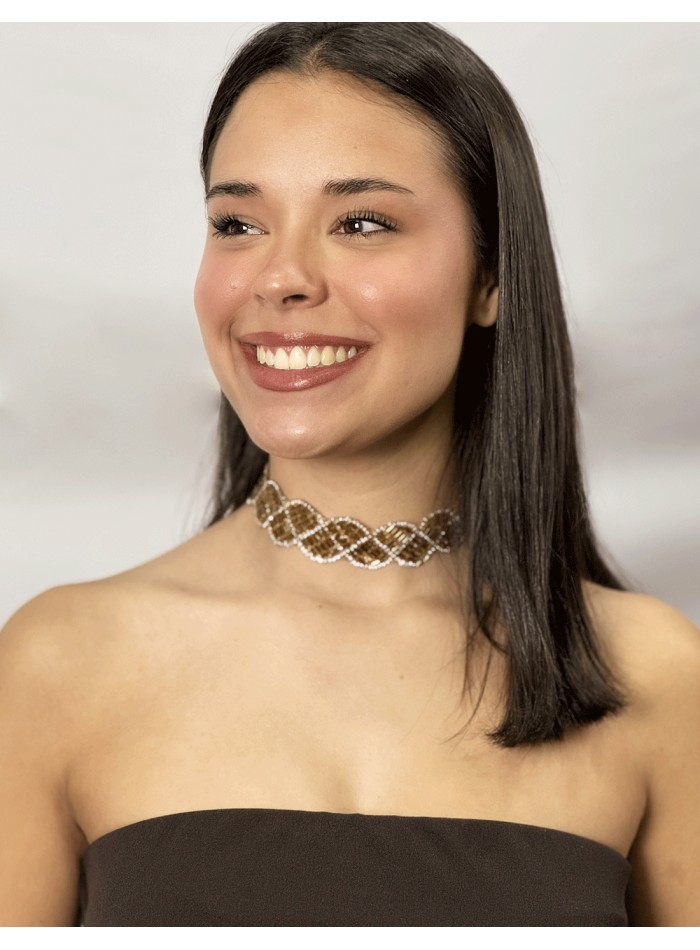 Choker de Pedrería Marrón Hecho a Mano