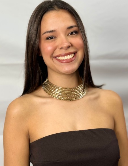 Wide gold rhinestone choker