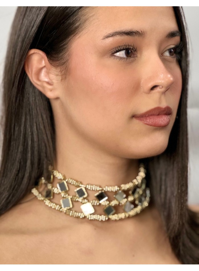 Tour de cou double avec miroirs