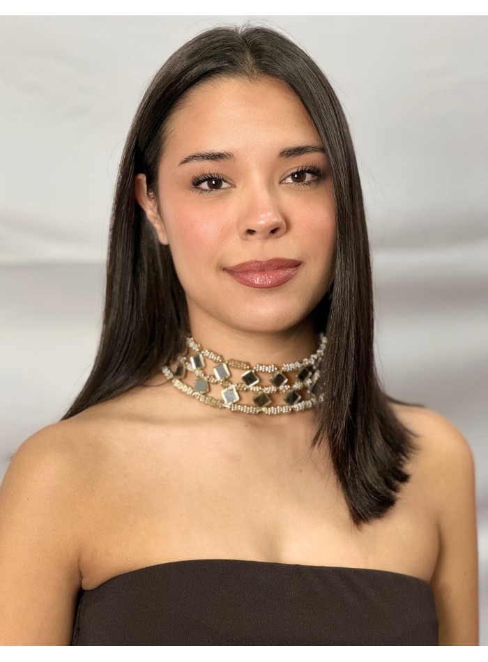 Choker ancho doble con espejitos
