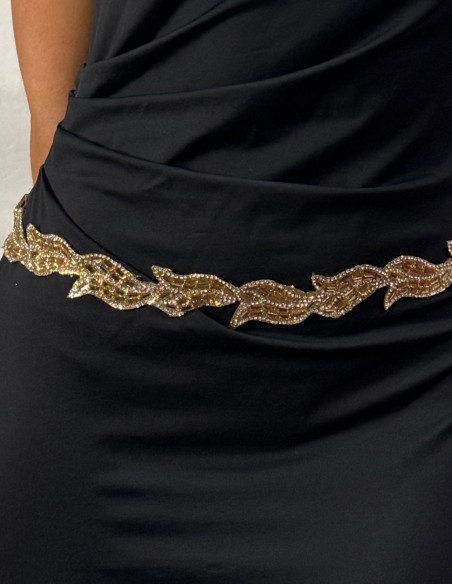 Party belt with gold rhinestones