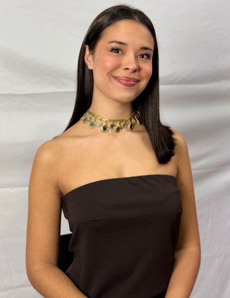 Choker con cristales en forma de gotas