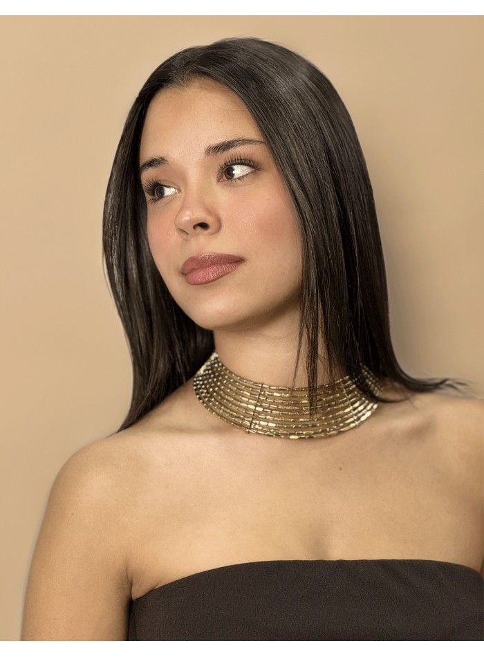 Wide gold rhinestone choker