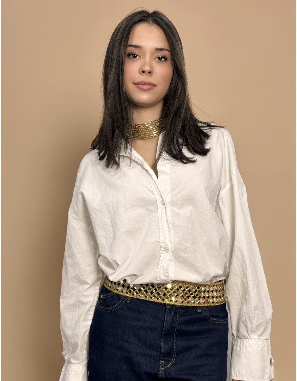 Cinturón ancho dorado con cristales invitada 2