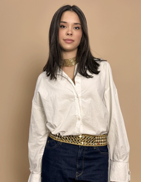 Cinturón ancho dorado con cristales Cinturón ancho dorado con cristales