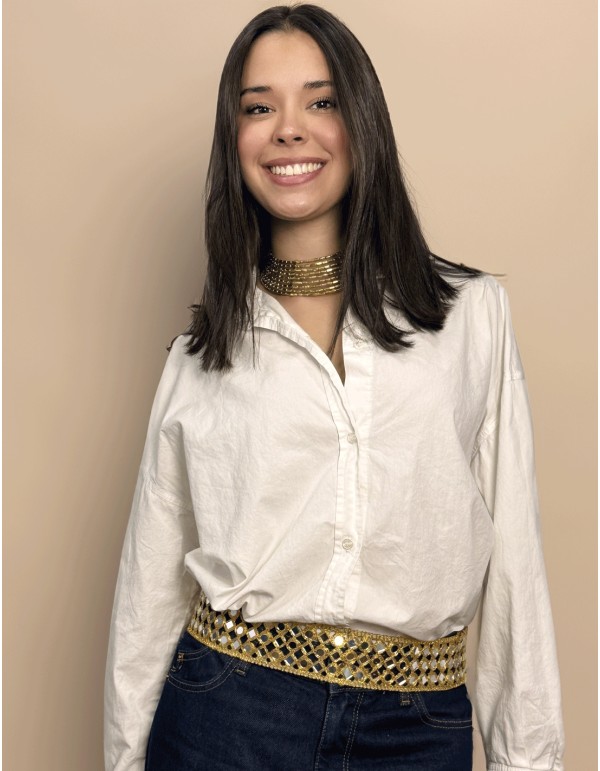 Cinturón ancho dorado con cristales