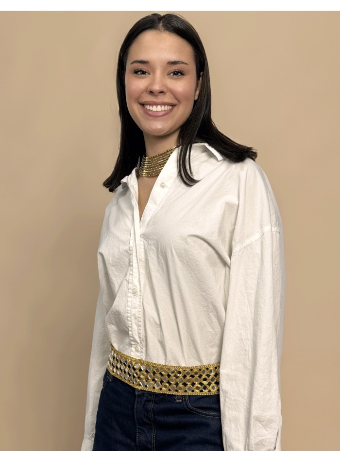 Cinturón ancho dorado con cristales para regalar