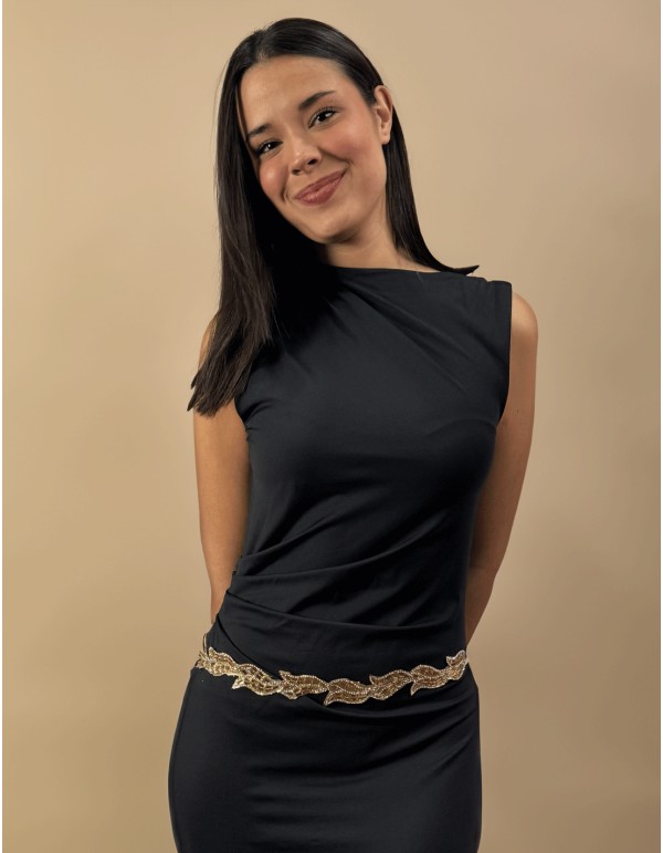 Ceinture de soirée avec strass dorés