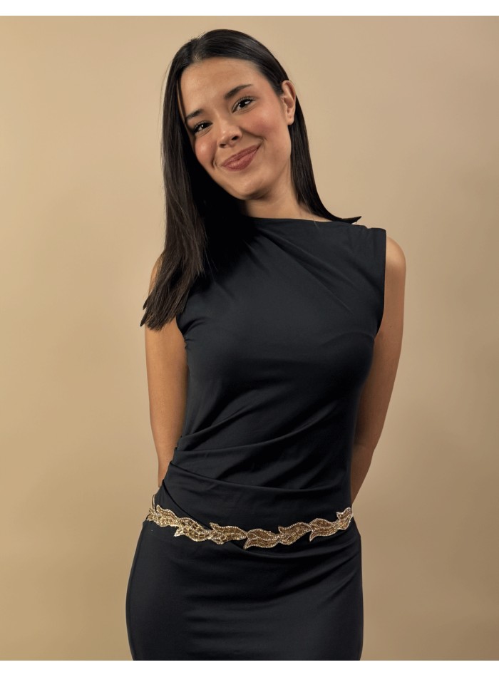 Ceinture de soirée avec strass dorés