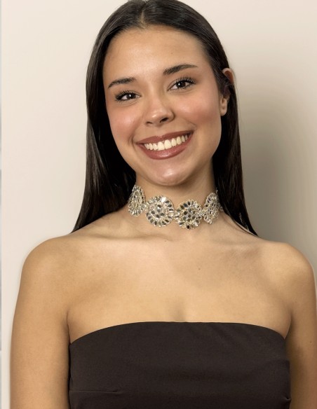 Choker de flores con pedrería plata