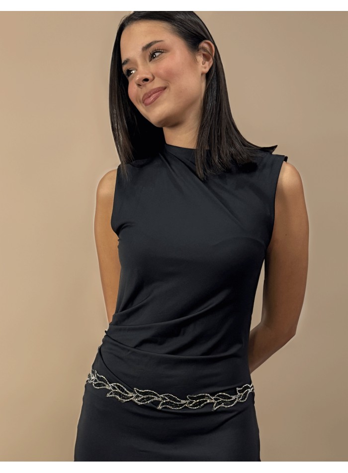 Party belt with black rhinestones in the shape...