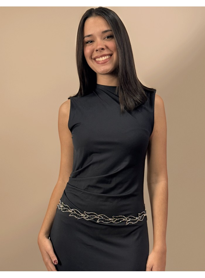 Party belt with black rhinestones in the shape...