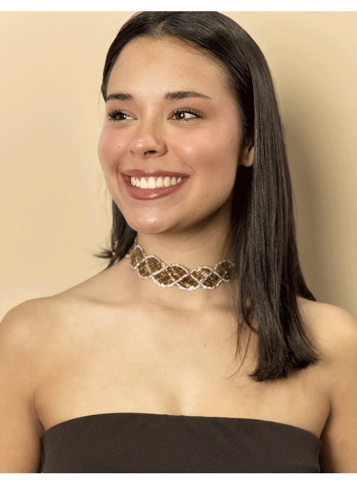 Choker de Pedrería Marrón  barato