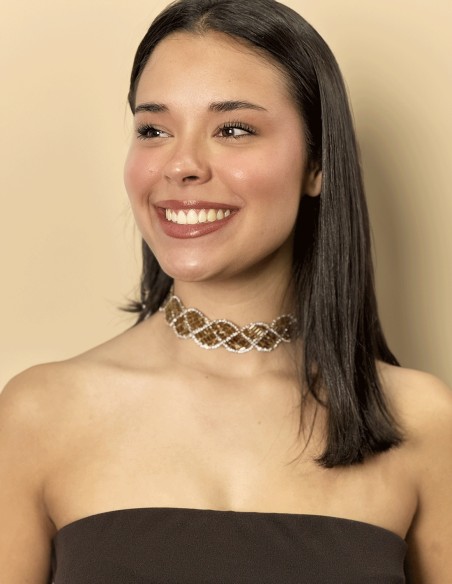 Choker de Pedrería Marrón  barato