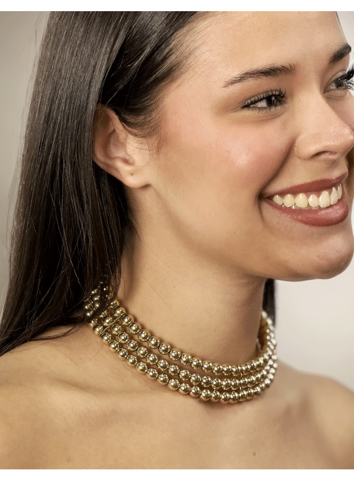 gargantilla dorada dura bolitas