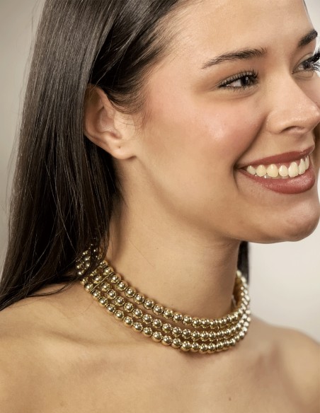 Gold Choker with 3 rows of beads