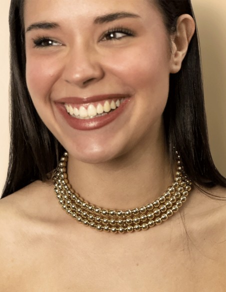 Gold Choker with 3 rows of beads