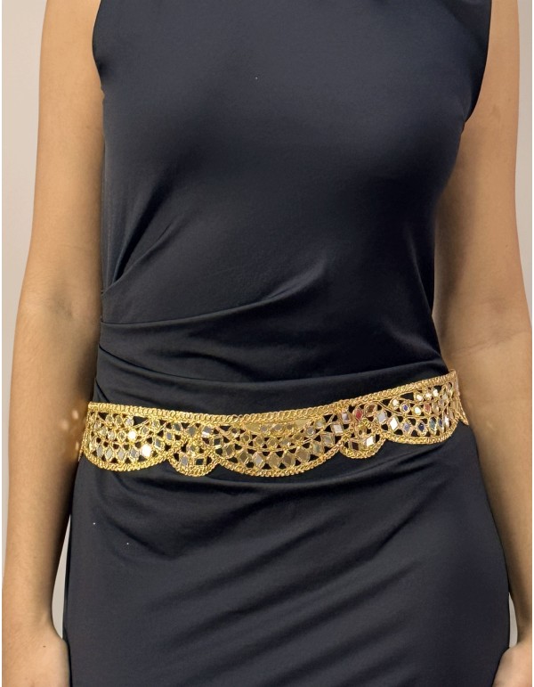 Gold wave belt with mirrors