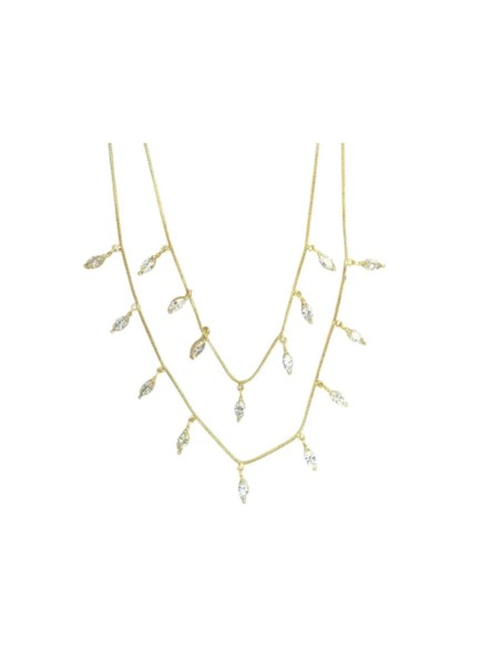Necklace with double chain with zirconia drops