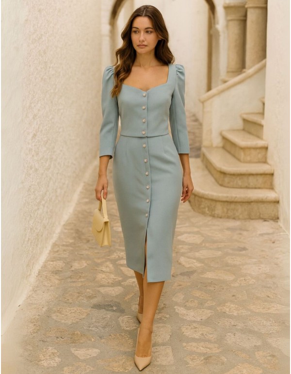 Elegant top and midi skirt set for a guest