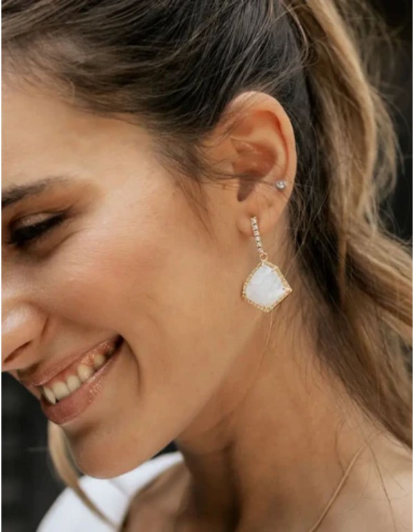 Earrings with central stone surrounded by zircons 2