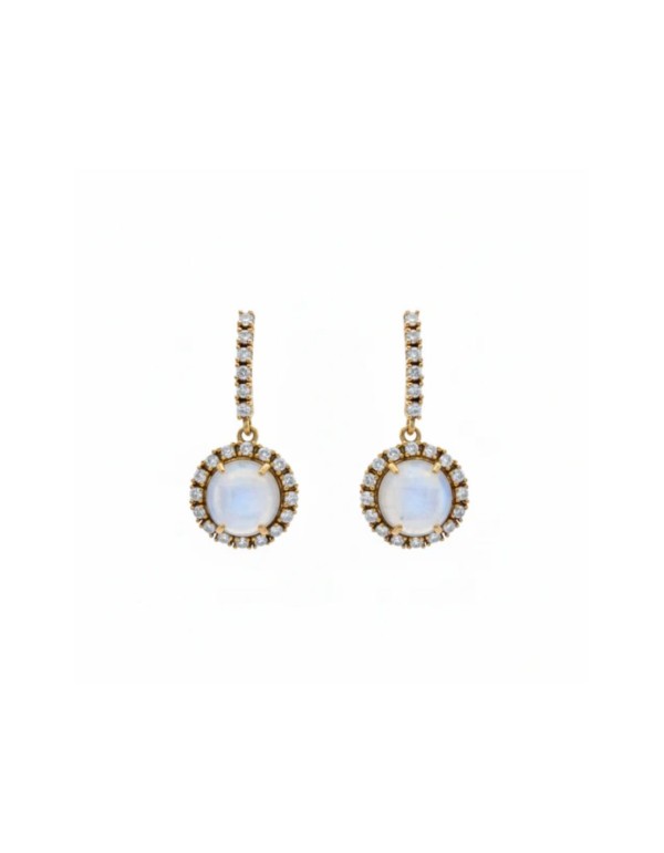 Earrings with faceted central stone surrounded by zircons