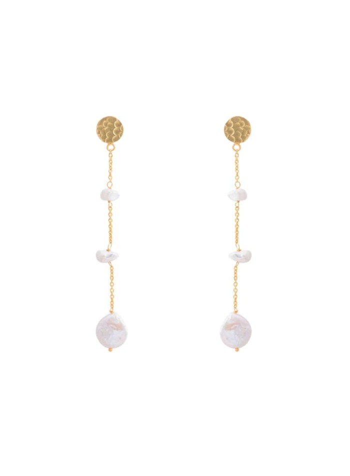 Long earrings with fine chain and pearls